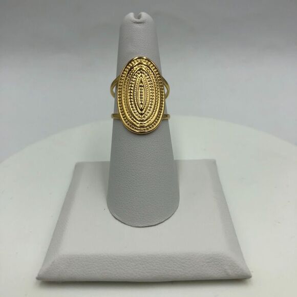 18K Gold Plated Women's Finger Ring Textured Open Back Everyday Modern Fashion - Picture 3 of 9